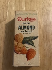 Vintage Durkee’s Pure Almond Extract brown bottle cap, box