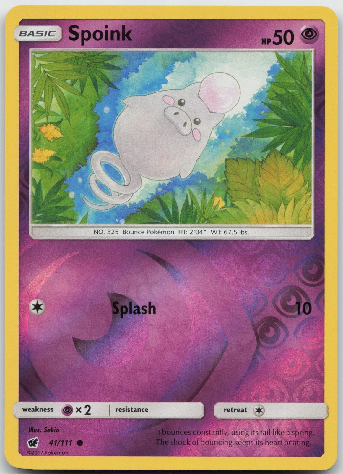 Spoink 41/111 Common Crimson Invasion Pokemon Reverse Holo Near Mint