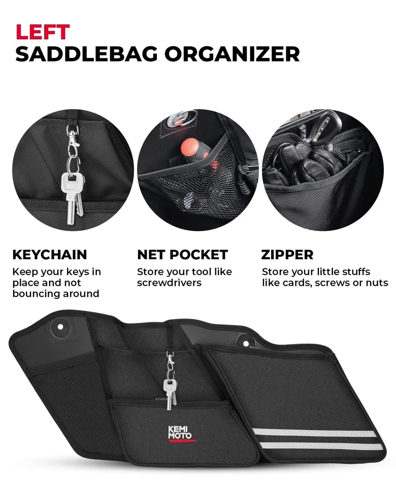 Alforjas organizadoras KemiMoto Harley Davidson Street Glide Road King 2014-2023 Foto 2 de 4