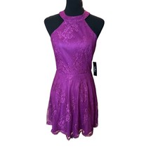 New ~ LULU'S ~ Truly Stunning Dark Magenta Lace Skater Dress Size Medium