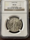1944-D 50C Walking Liberty Half Dollar  NGC MS66 Stunning ToneStrike Eye Appeal