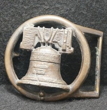 XE23132 VINTAGE 1970s LIBERTY BELL LET FREEDOM RING PATRIOTIC BELT BUCKLE