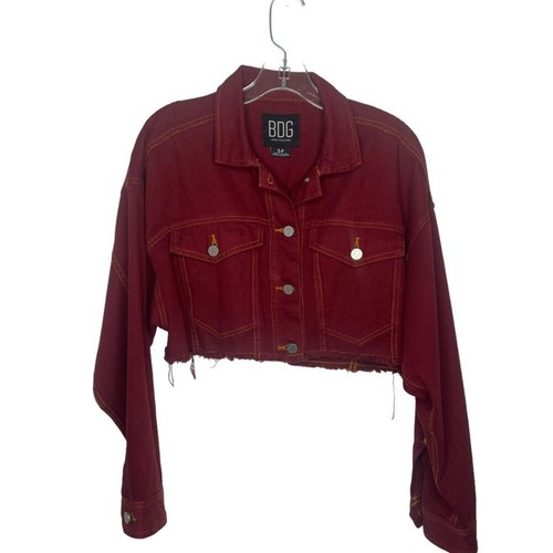 BDG Urban Outfitters Damen rote Jacke Größe Small Denim Langarm Knopfleiste - Bild 1 von 13