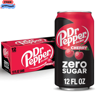 Dr Pepper Zero Sugar Cherry Soda Pop, 12 fl oz, 12 Pack Cans-free shipping