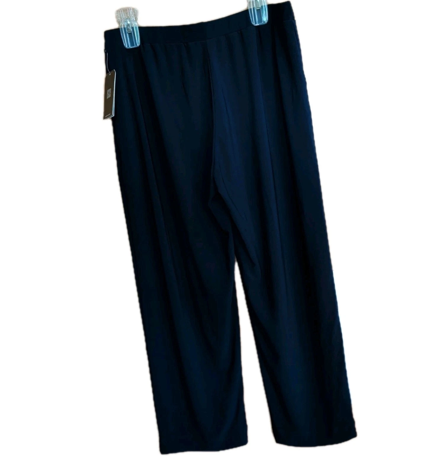 NWT Clara Sun Woo Capris Women XL Blue Pull On Straight Trousers Travel Career