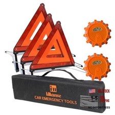 Warning Safety Triangle Kit, Emergency Roadside Warning 3 Packs with 2 LED