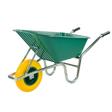 KCT 110L GREEN WHEELBARROW GARDEN HEAVY DUTY LARGE PLASTIC WITH SOLID WHEEL TYRE