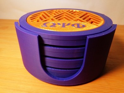 OMEGA PSI PHI 3D PRINTED  COASTER SET WITH HOLDER