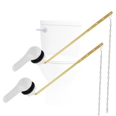 Universal Metal Toilet Handle Replacement Kit Front Mount Toilet White 2PCS