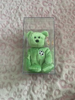 Ty Beanie Baby Kicks the Soccer Bear Push Toy Vintage 1998 Clear Case Included