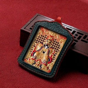Authentic Carved Thangka Pendant Manjushri Buddha Car Hanging Ornament Gold Plated