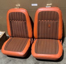 Bucket Seats Rare 69 Camaro Orange With Original Backs Side Covers Tracks Knobs