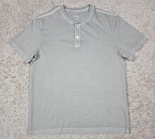 Everlane Mens Henley Shirt Size Medium Green Short Sleeve Tshirt