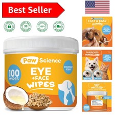 Tear Stain Remover Wipes for Dogs  Cats - 100 Hypoallergenic Coconut Wipes