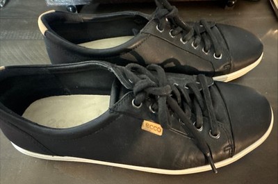 ECCO Women Soft 7 Classic Black Nubuck Leather Sneakers Size 9-9.5