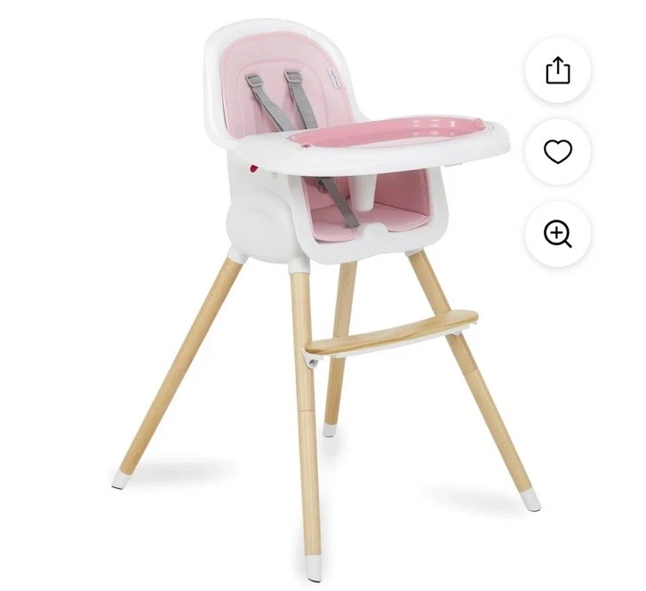 DOM Lulu 2-in-1 Convertible Compact High Chair, Lightweight, Portable-Pink.