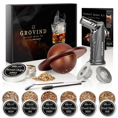 Grovind Whiskey Smoker Kit,Cocktail Kit with Torch,Bourbon Brown