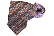 HI DENSITIV by STEAVEN LAND MEN'S TIE ORANGE/GEOMETRIC Width: 2" Length:  57"