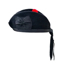 Scottish Glengarry AAR Plain Hat Red Pompom on Top 100% Wool cotton