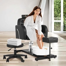 No Plumbing Pedicure Chair for Nail Tech with Foot Massage Basin&Hydraulic Stool