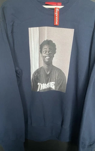 Sweat col rond FW24 Supreme Thrasher Harold grand L bleu marine neuf avec étiquette DS