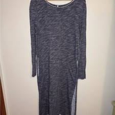 Free People Gray Marled Long Sleeve Dress Side Slits