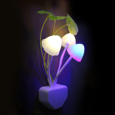 Mushroom Lamp Fungus Night Light EU & US Plug Light Sensor AC110V 220V 3 LED Col
