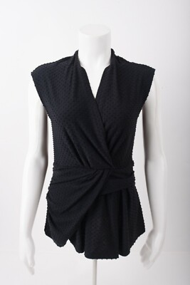 Deletta Anthropologie Womans Wrap Peplum Top Shirt S Black Swiss