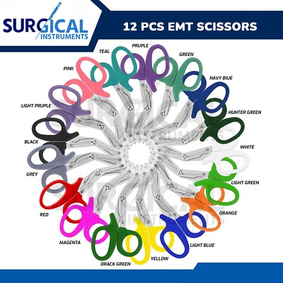 12 EMT Shears Surgical Medical Veterinary First Aid 7.25'' 12 Different Colors