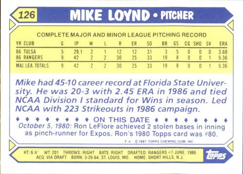 1987 Topps TIFFANY MLB Singles Choisissez vos joueurs d'équipe GLOSSY préférés #2 - #266 - Photo 258 sur 520