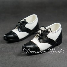 1/4 1/3 BJD Pointed Toe Shoes Spliced PU Leather Suit Shoes Matte Black White