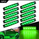10 Pods Underglow Lights Green Strip LED Underbody Rock Lamp for Jeep ATV Smoked