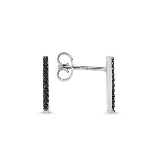 Stab Ohrstecker schwarzer simulierter Diamant Sterlingsilber für Damen - Bild 6 von 6