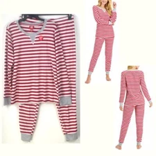 Family PJs Womens Waffle Knit Pajama Set Red Stripe Choose Size New