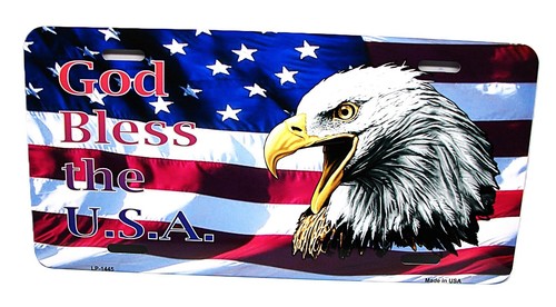 GOD BLESS AMERICA AMERICAN FLAG METAL CAR LICENSE PLATE. AMERICAN EAGLE, USA - Bild 4 von 15