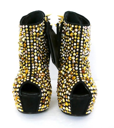 Giuseppe Zanotti AW12 Spike Crystal Stud Maxi Wedge Booties Heels NWT $2950 - Picture 3 of 8