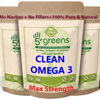 Omega 3 Vegan 650mg Capsules Algae Supplement 5greens Plant Based 65mg DHA