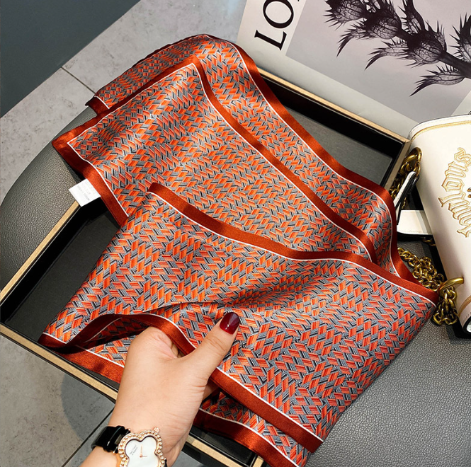 100% Mulberry Silk Scarf 150X15CM Women's Long Double sided Printed Scarf CHA10