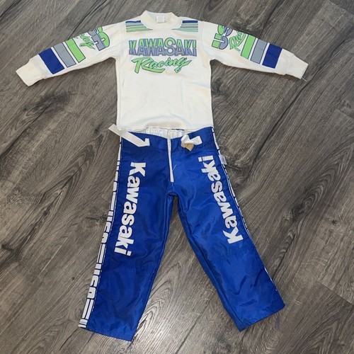 Vintage 90s Kawasaki Racing Jersey Kids Jersey Size 4 AMAZING!