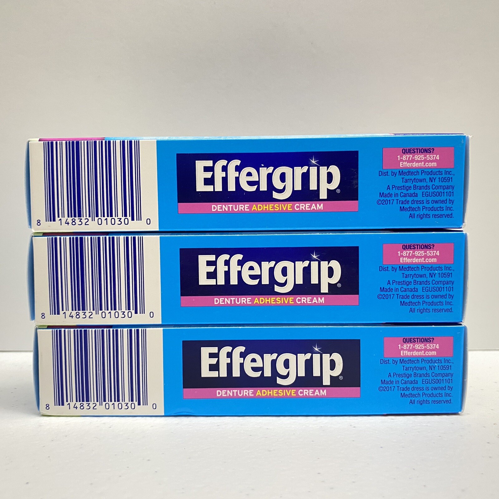 3 Boxes Effergrip Minty Fresh Denture Adhesive Cream 1.5 oz EXTRA STRONG HOLD