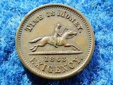 1863 Hussey's Special Message Token 630AK-1a R2 Very Nice token TIME IS MONEY
