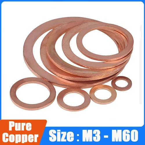 Copper Sealing Washers Metric M3 - M60 Sump Plug Washer, Flat Seals Gasket Rings