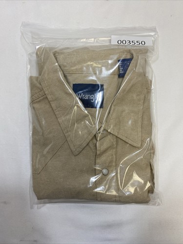 Wrangler Pearl Snap Shirt Men's 2XL Beige Long Sleeve Cotton Western Workwear - Picture 7 of 7