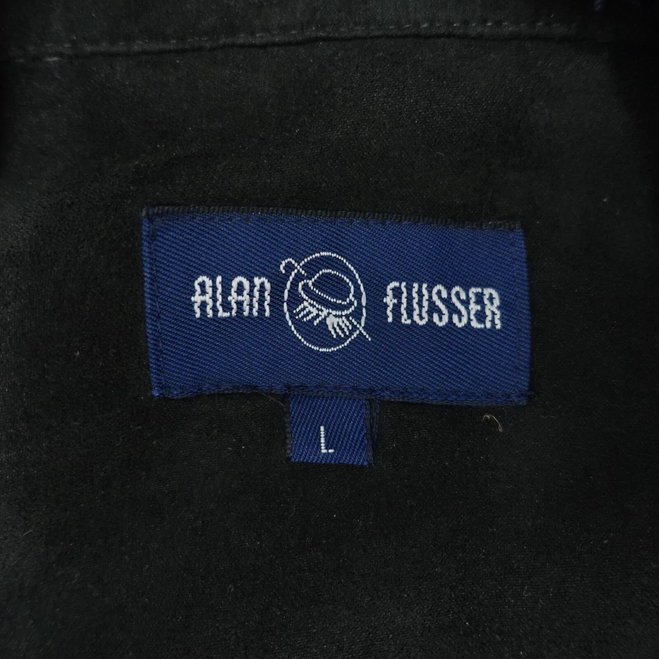 Camisa Alan River Para Hombre L Negra Poliéster Manga Larga Cuello Resort Abotonada Foto 4 de 4