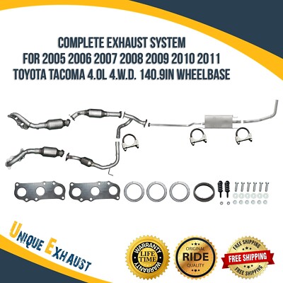 Complete Exhaust System for 2005-2011 Toyota Tacoma 4.0L 4.W.D. 140.9inWheelbase