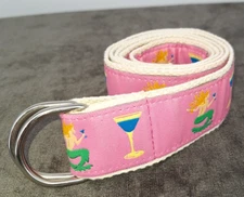 Pink Mermaids & Cocktails Canvas Belt Size L Adjustable Douglas Paquette USA 43"