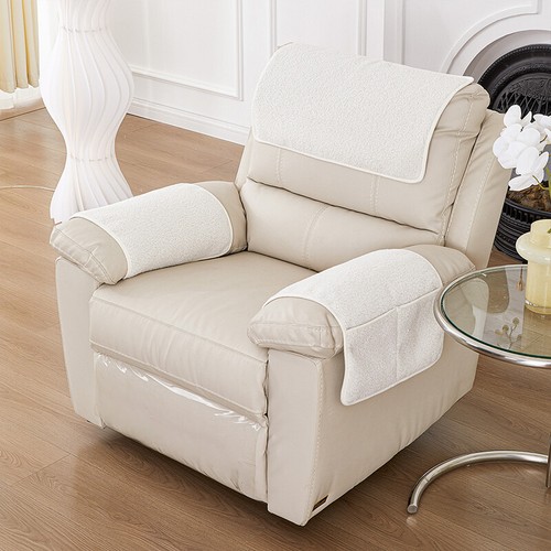 Recliner Slipcovers Chair Arm Covers with Pockets Headrest Sofa Fleece Cover UK - Bild 25 von 25