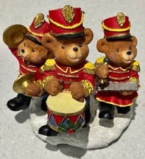 Vintage Chrismas bears on the march figurine Hand Painted with Original Box