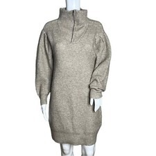 Frank and Oak Dress Marled Brown Knit Sweater Dress Preppy Minimalist Neutral