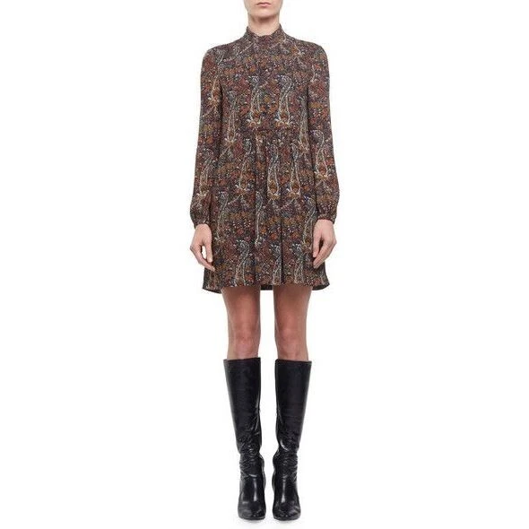 SAINT LAURENT (YSL) Abito tunica SAINT LAURENT 373936 Y302N paisley stampa floreale bavaglino mandarino F38 S M